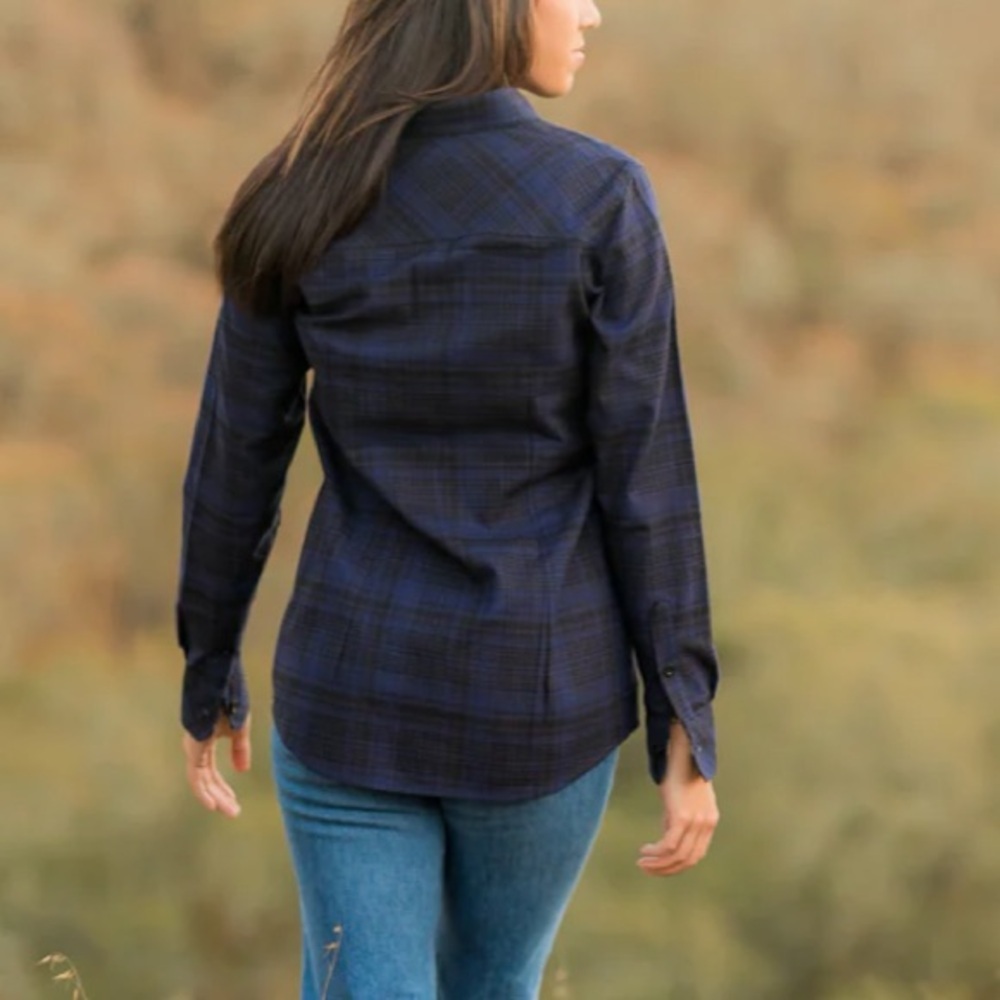 Pladra Every Day Flannel Shirt Anadromous Blue fishing button front plaid small - Picture 7 of 12